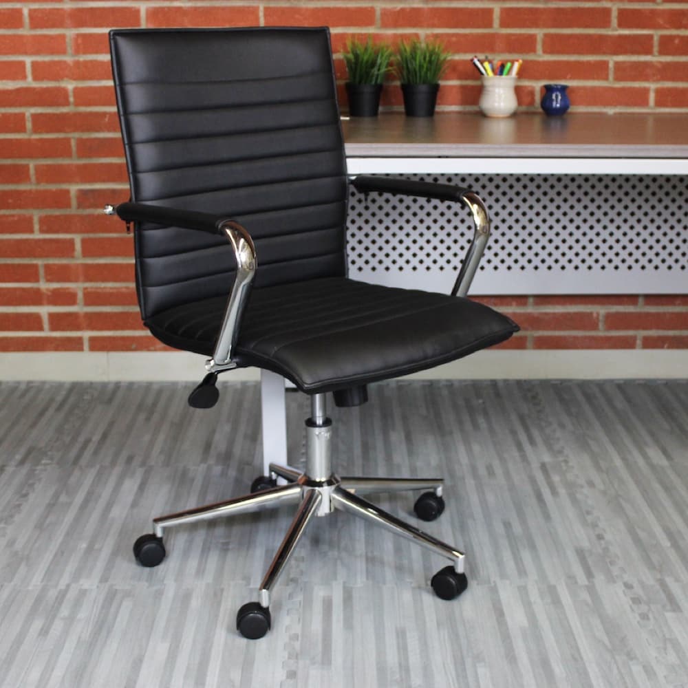 new quasar conference chair, MCM inspired ribbed back with chrome silver accents, office furniture, commercial furniture