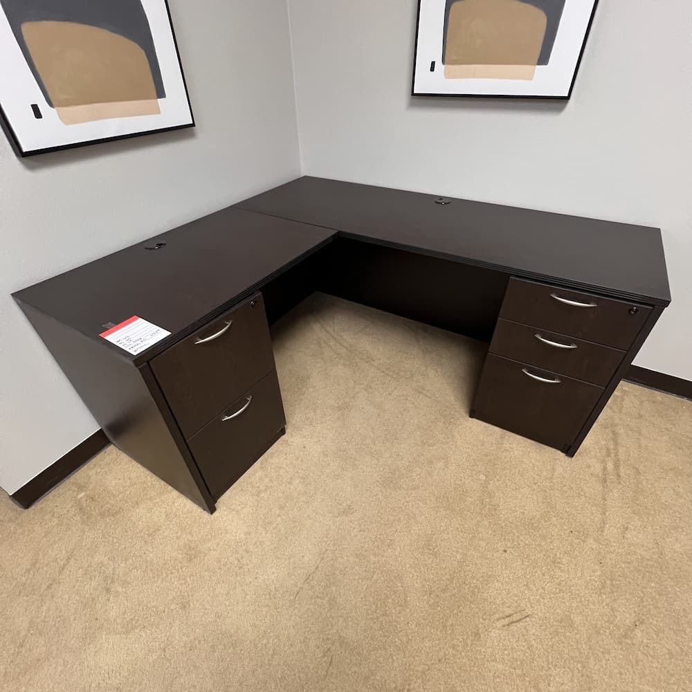 espresso l-desk left return-used office furniture