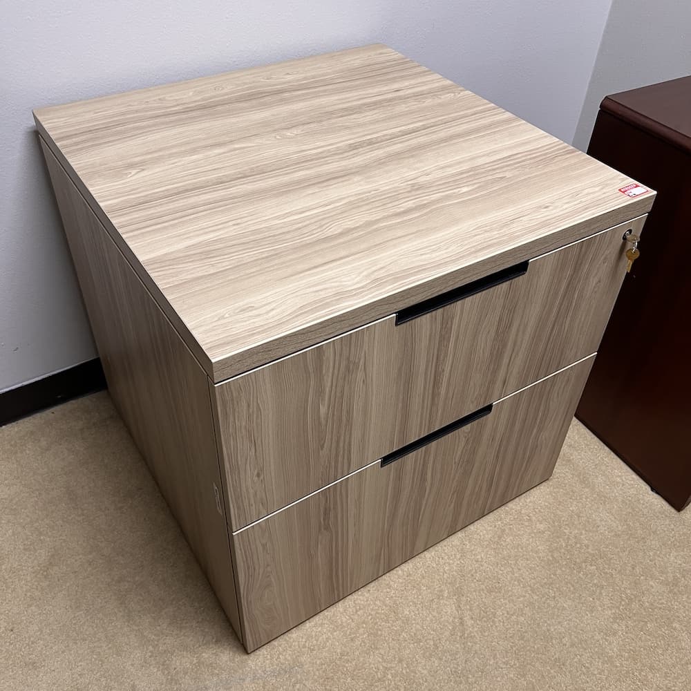 light natural laminate wood aspen, steelcase 2 drawer lateral file, deep, used office furniture