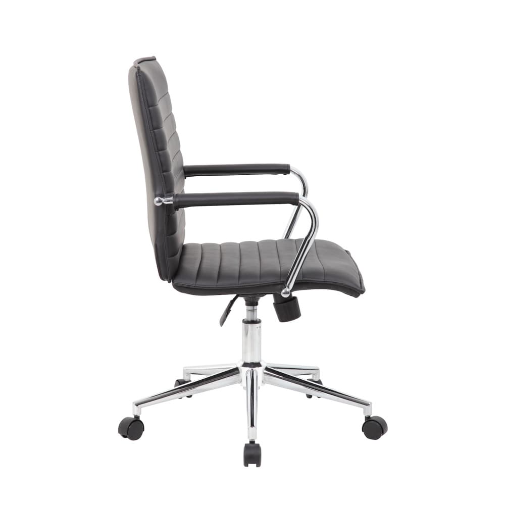 new quasar conference chair, MCM inspired ribbed back with chrome silver accents, office furniture, commercial furniture
