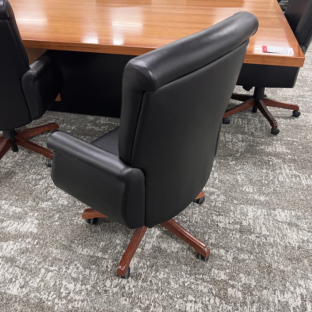 black leather Kimball national furniture conference chair, executive, black, used office furniture