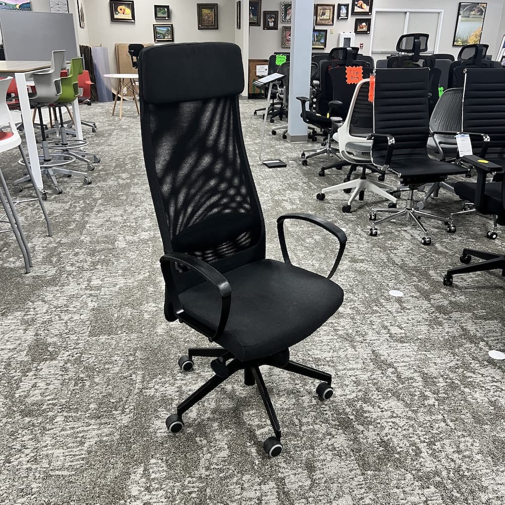 black ikea Markus office chair, high back, used office furniture