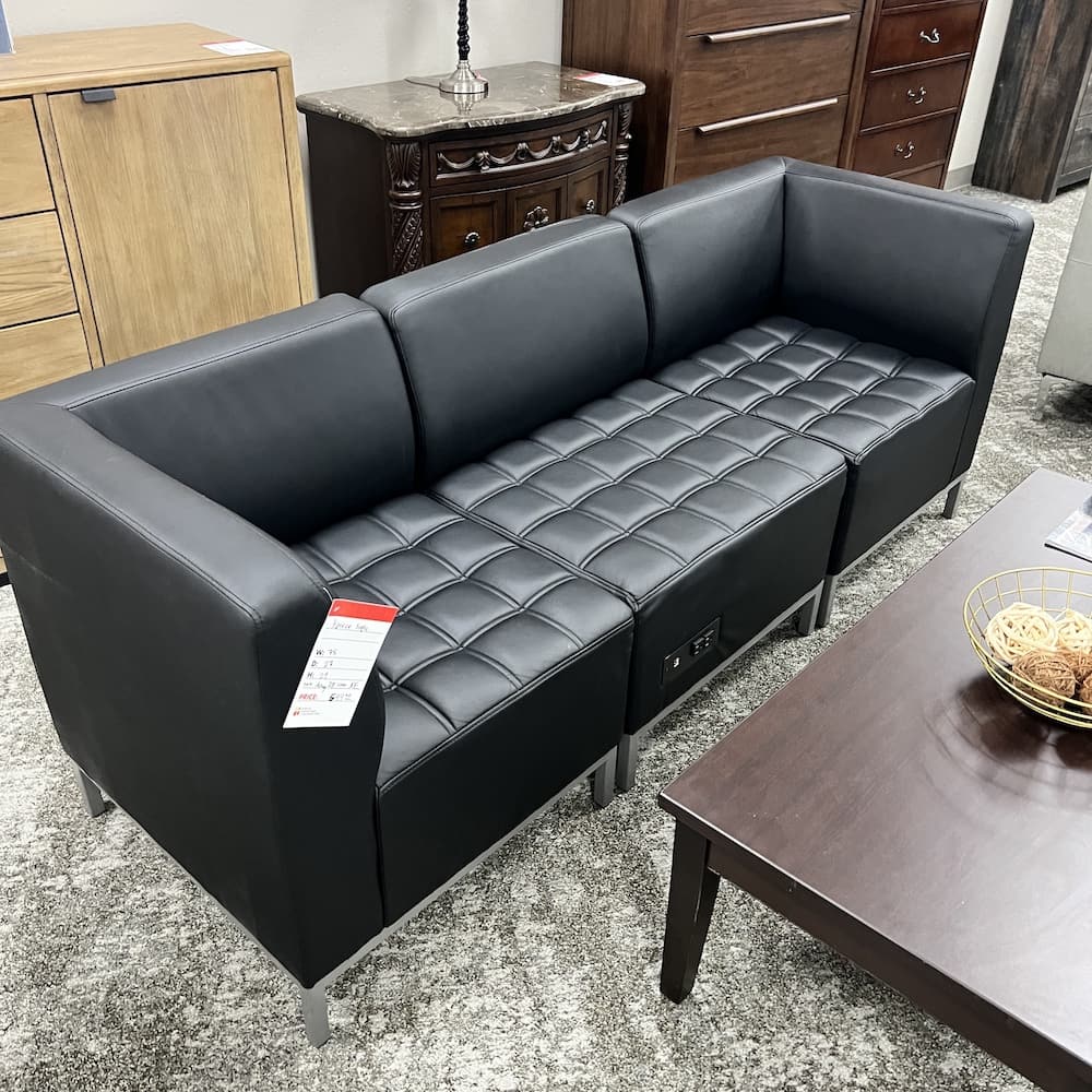 black vinyl 3 piece sofa sectional, used furniture