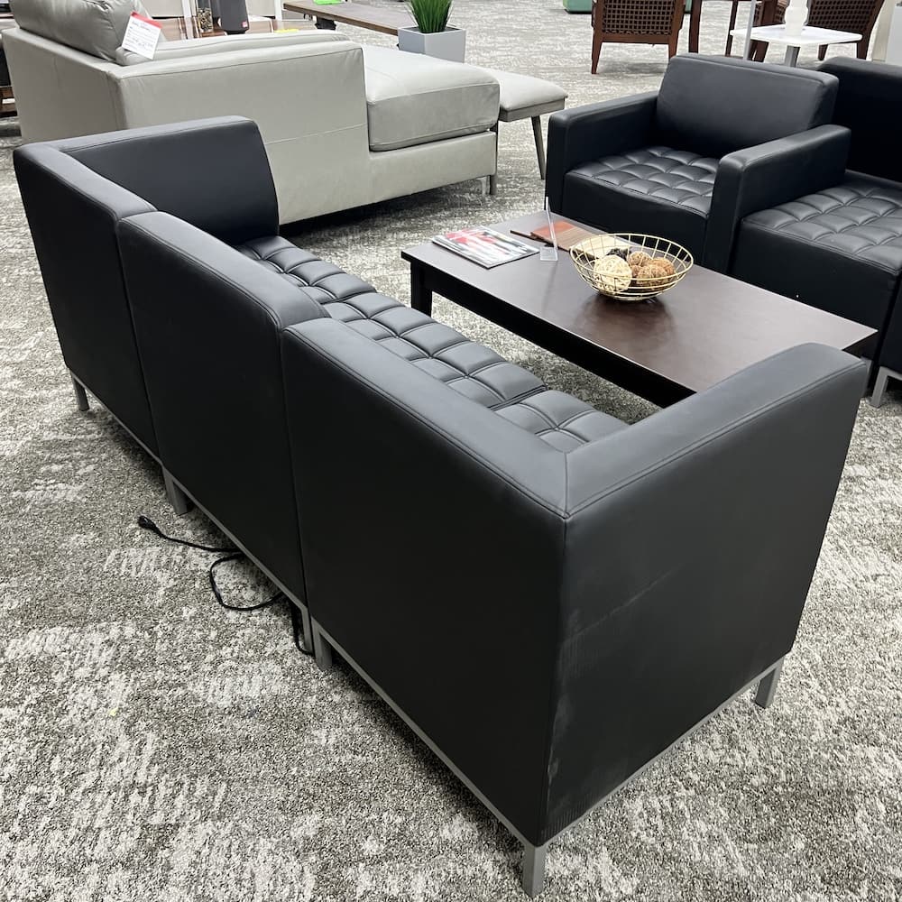 black vinyl 3 piece sofa sectional, used furniture