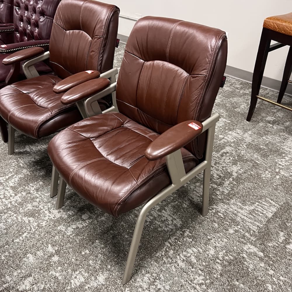 brown plush guest chair, set of 2, used office furniture