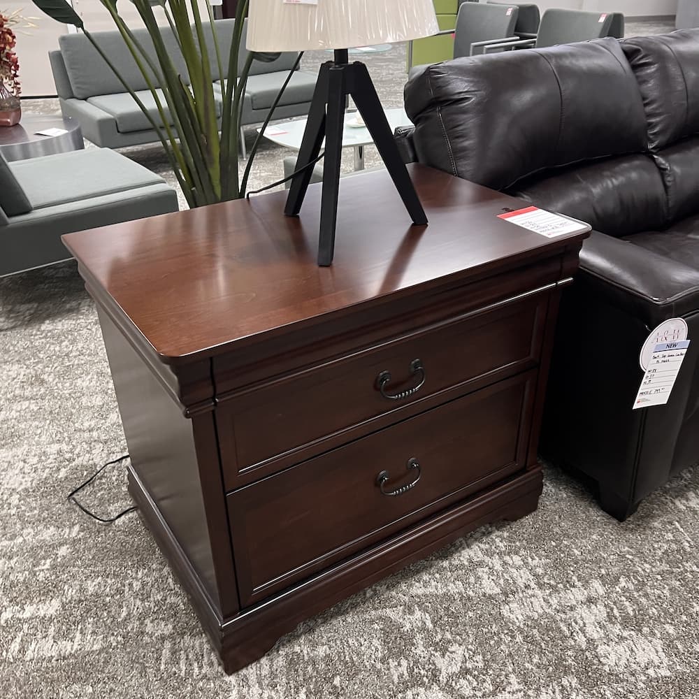 mahogany 2 drawer lateral, traditional veneer, used office furniture