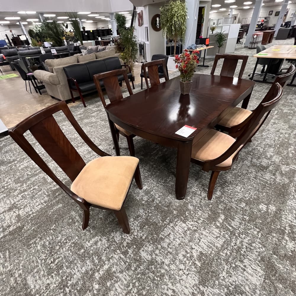 mahogany veneer wood dining table with 6 chairs, kitchen furniture, home furniture, used