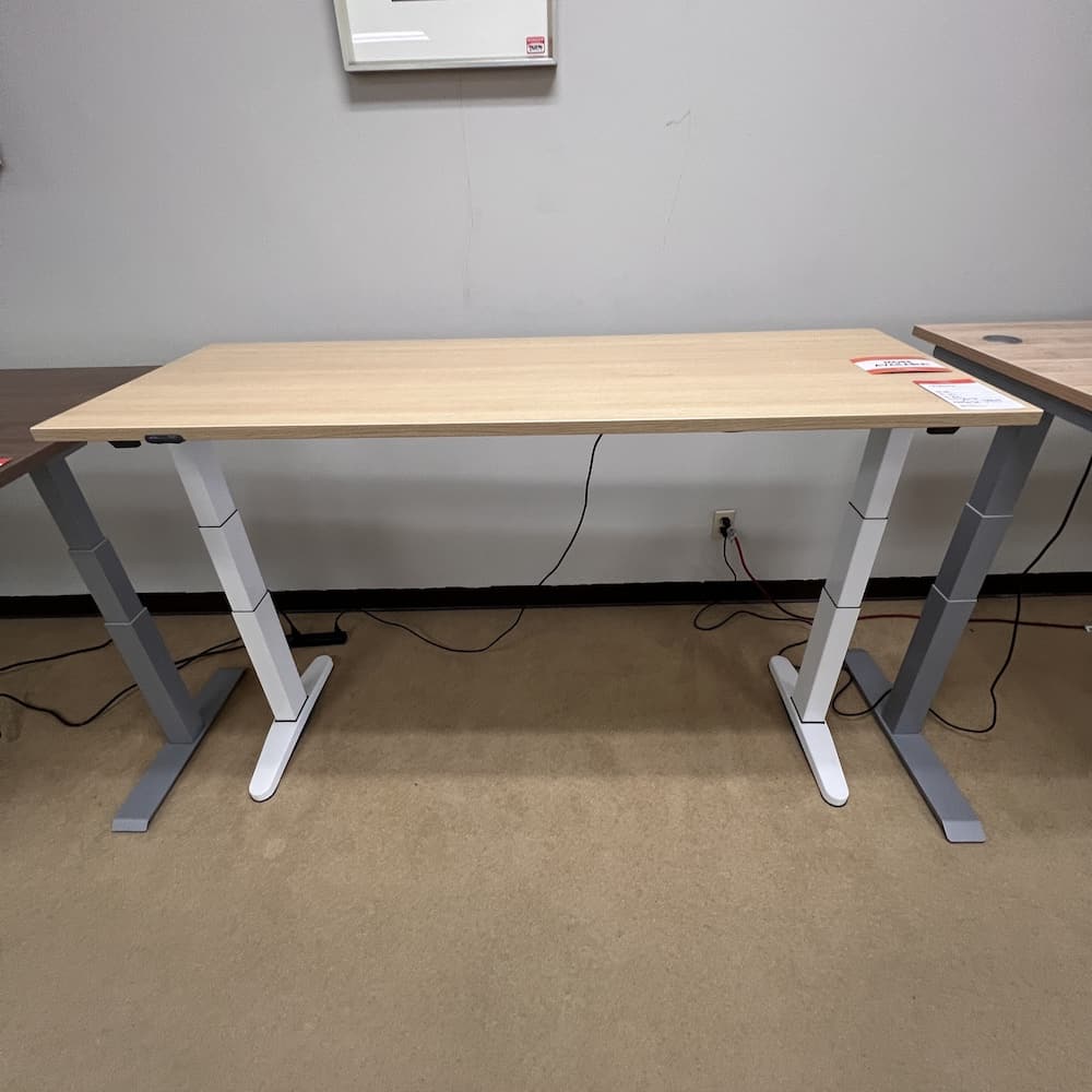 maple laminate steelcase height adjustable standing desk, used office furniture