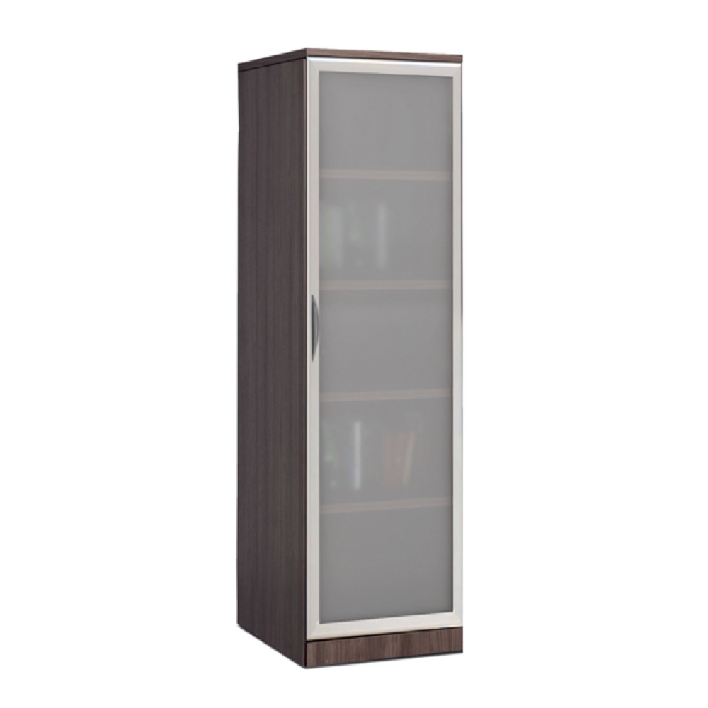 personal storage cabinet shelf with frosted glass front door, tall, skinny, new office furniture,