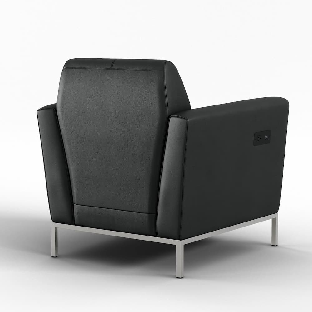 new black PU vinyl modern chair, commercial seating for reception and lounge areas, office and waiting rooms