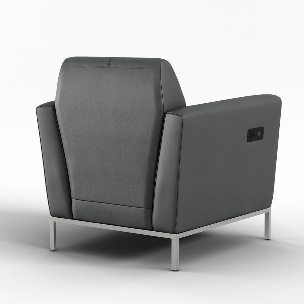 new grey PU vinyl modern chair, commercial seating for reception and lounge areas, office and waiting rooms