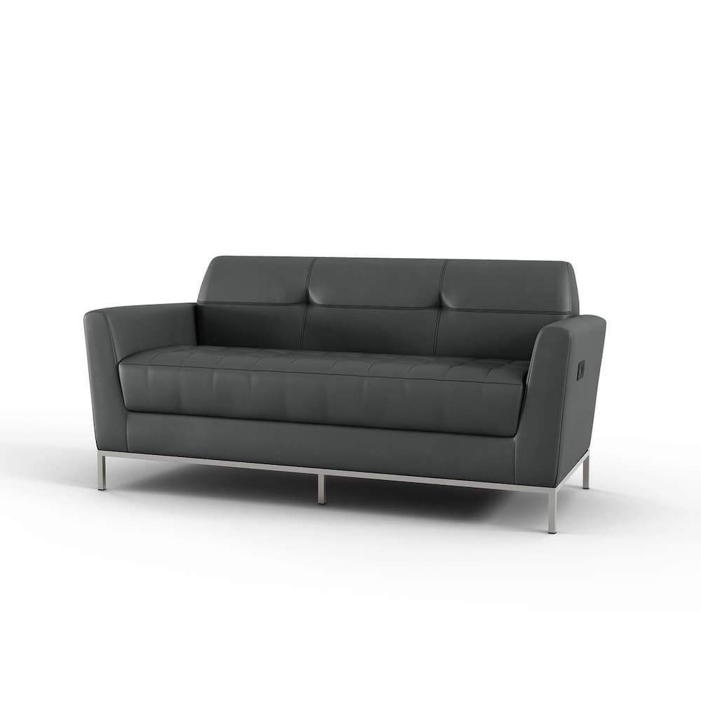 new grey PU vinyl modern sofa couch, commercial seating for reception and lounge areas, office and waiting rooms