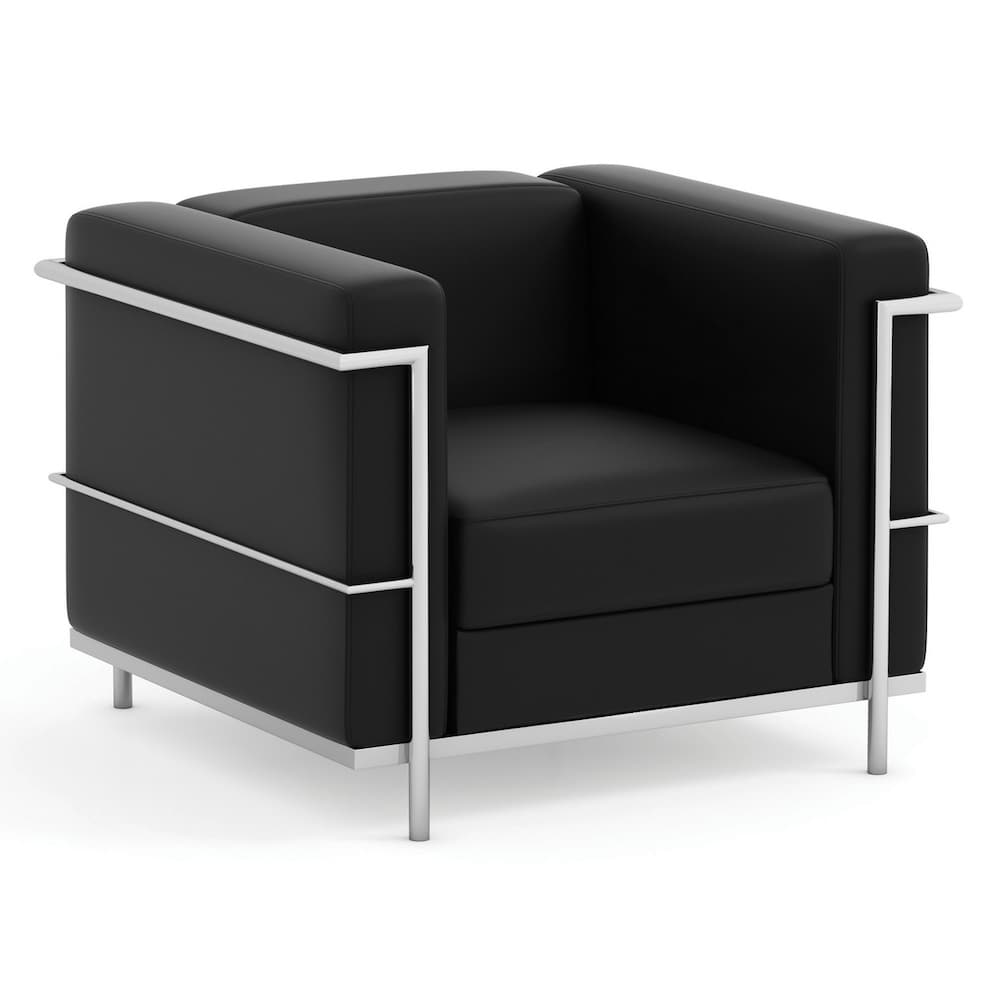 LC3 le Corbusier replica style club chair, vinyl, commercial seating, reception lounge, office furniture, new