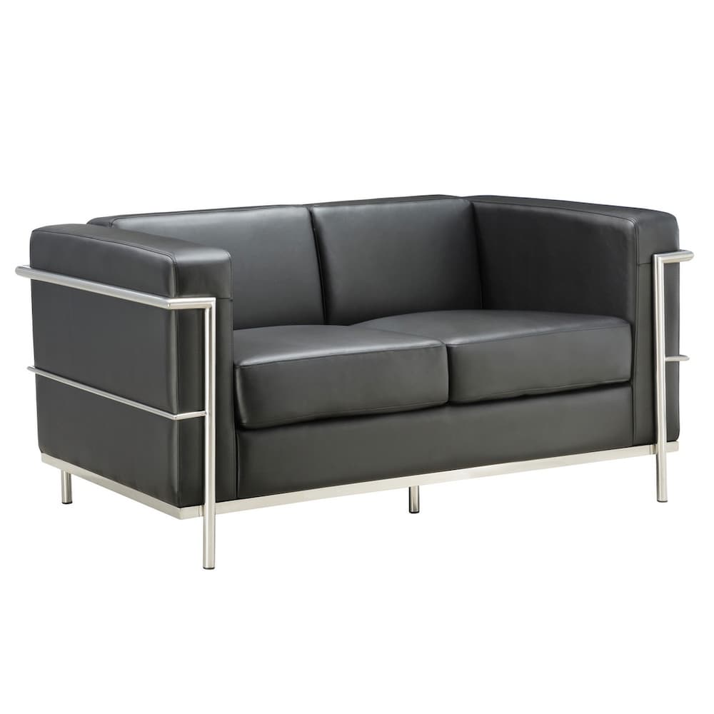LC3 le Corbusier replica style loveseat small sofa couch, vinyl, commercial seating, reception lounge, office furniture, new