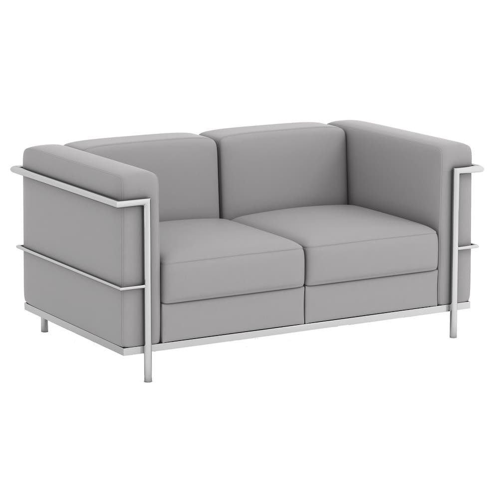 LC3 le Corbusier replica style loveseat small sofa couch, vinyl, commercial seating, reception lounge, office furniture, new