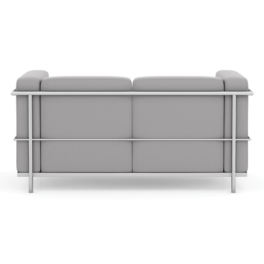 LC3 le Corbusier replica style loveseat small sofa couch, vinyl, commercial seating, reception lounge, office furniture, new