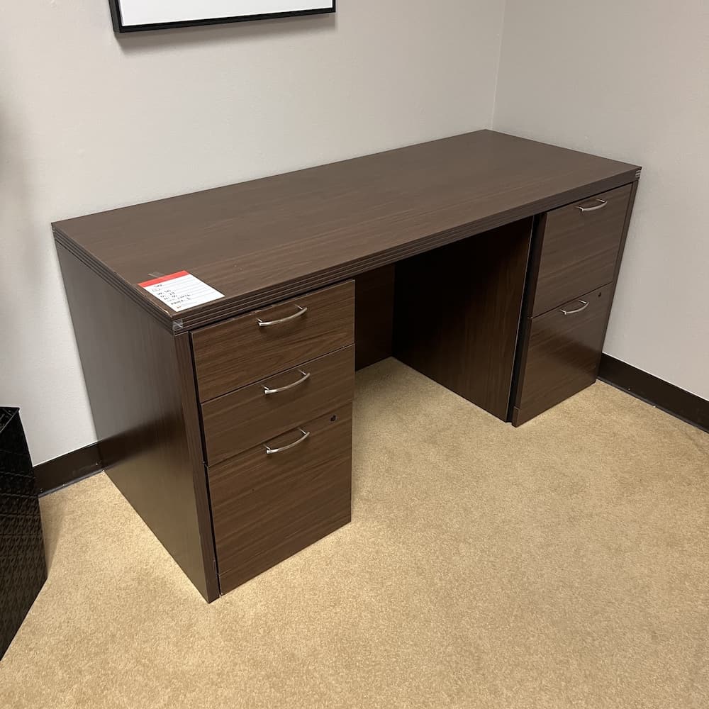 hon walnut laminate desk credenza set, used office furniture