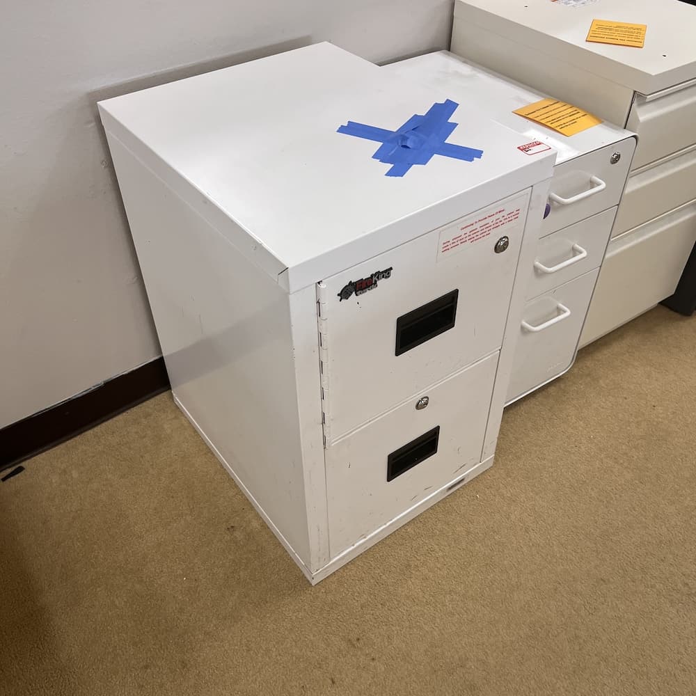 white fireking turtle fireproof file vertical file cabinet, used office furniture