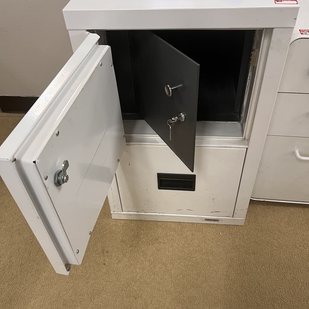 white fireking turtle fireproof file vertical file cabinet, used office furniture