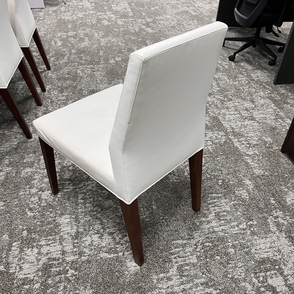 Bernardt white leather dining chairs, used furniture