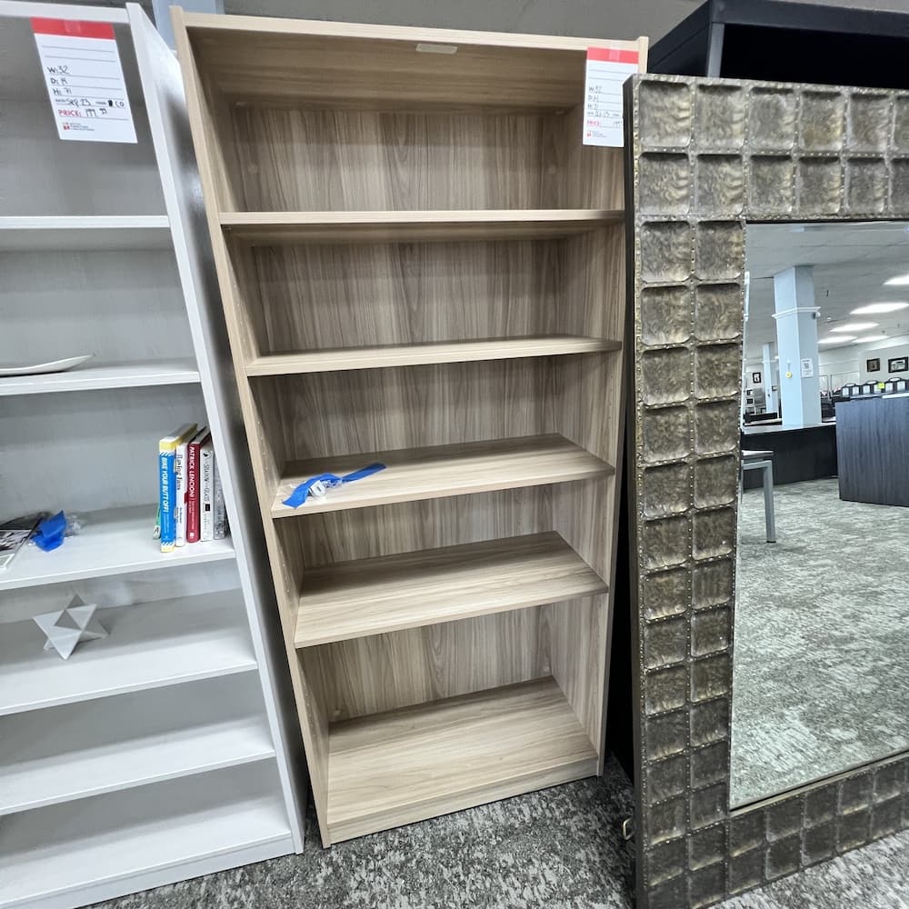 American Elm laminate bookcase 71" tall, open box office furniture