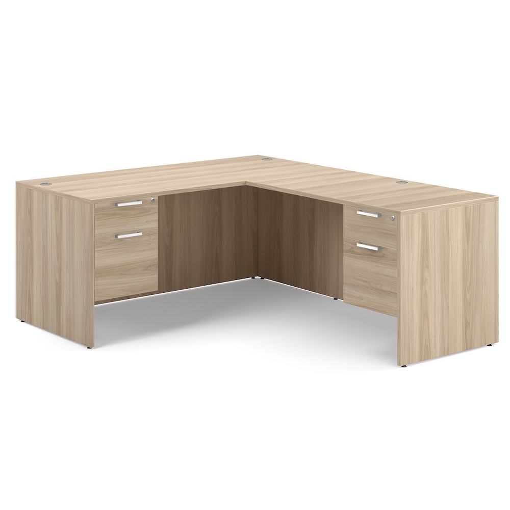new laminate l-desk with double hanging box/files, office furniture