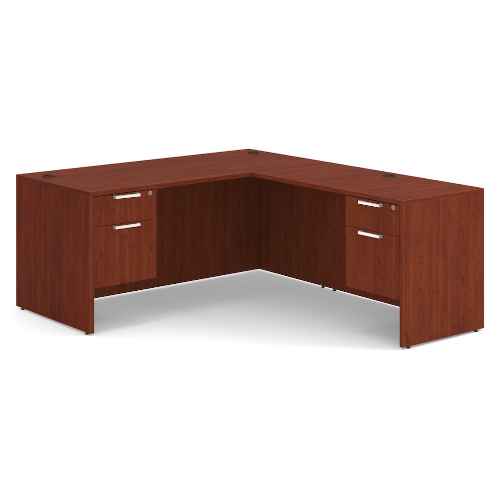 new laminate l-desk with double hanging box/files, office furniture
