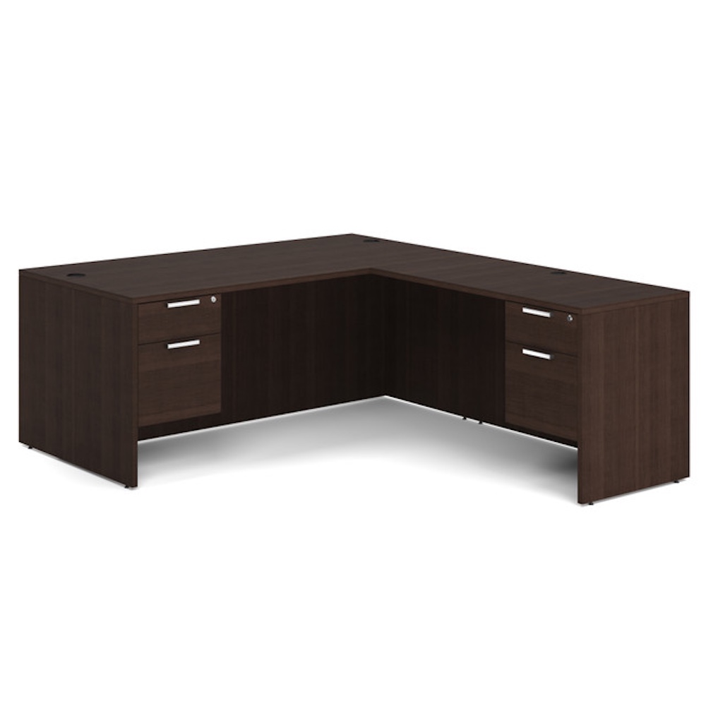 new laminate l-desk with double hanging box/files, office furniture