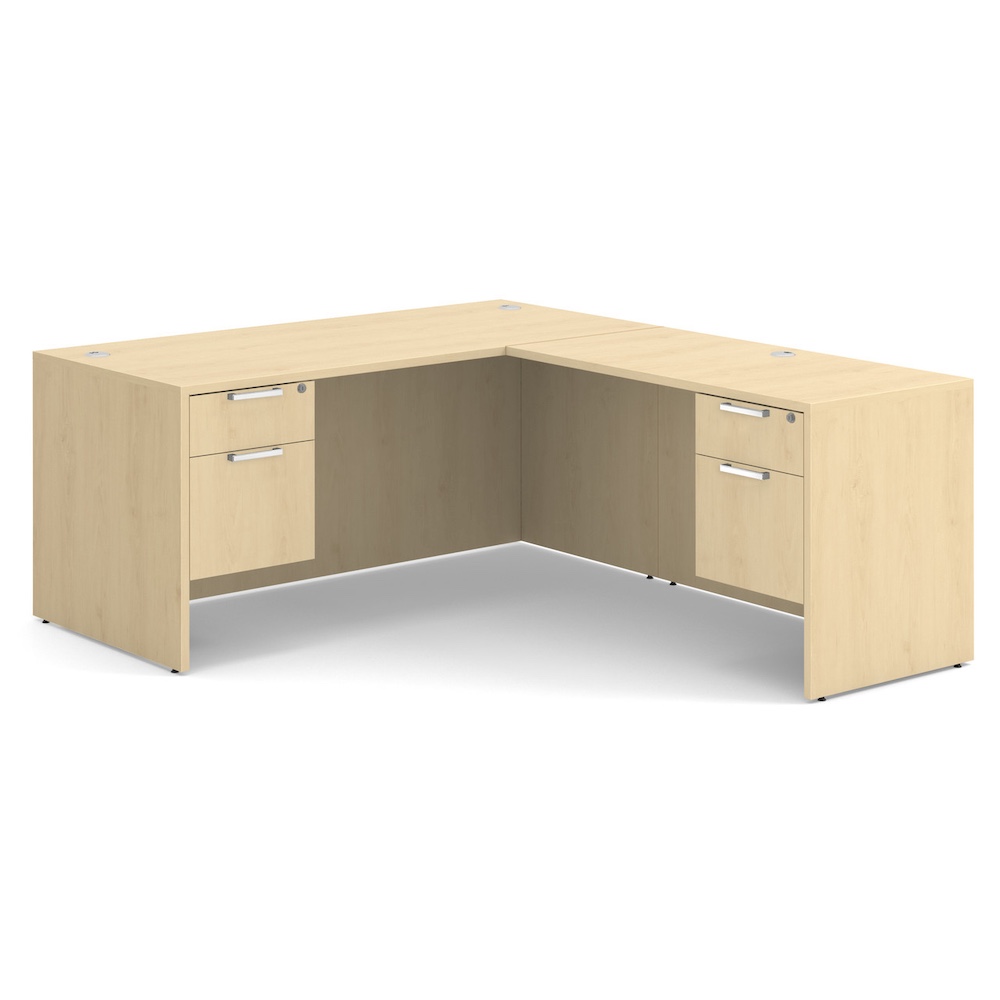 new laminate l-desk with double hanging box/files, office furniture