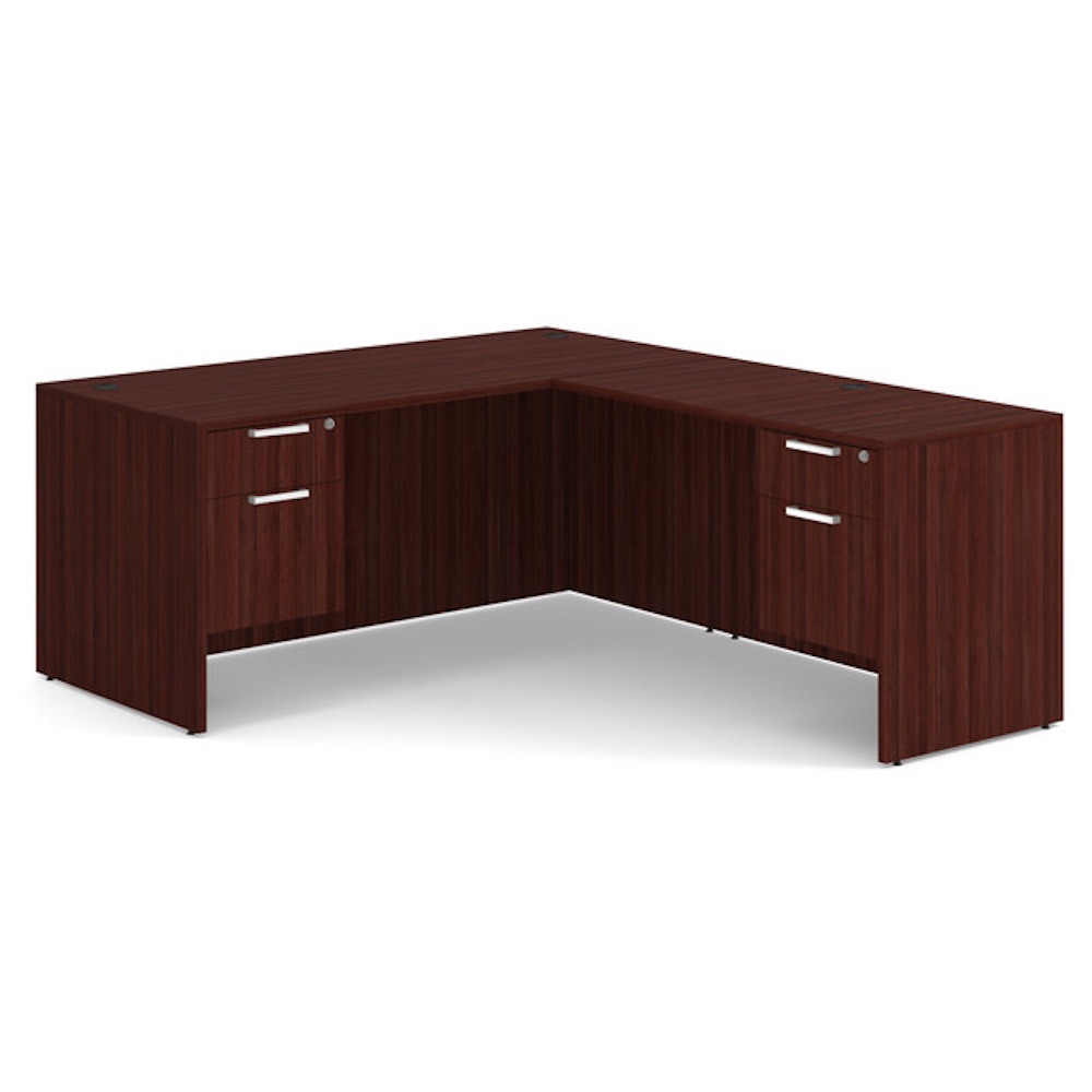 new laminate l-desk with double hanging box/files, office furniture