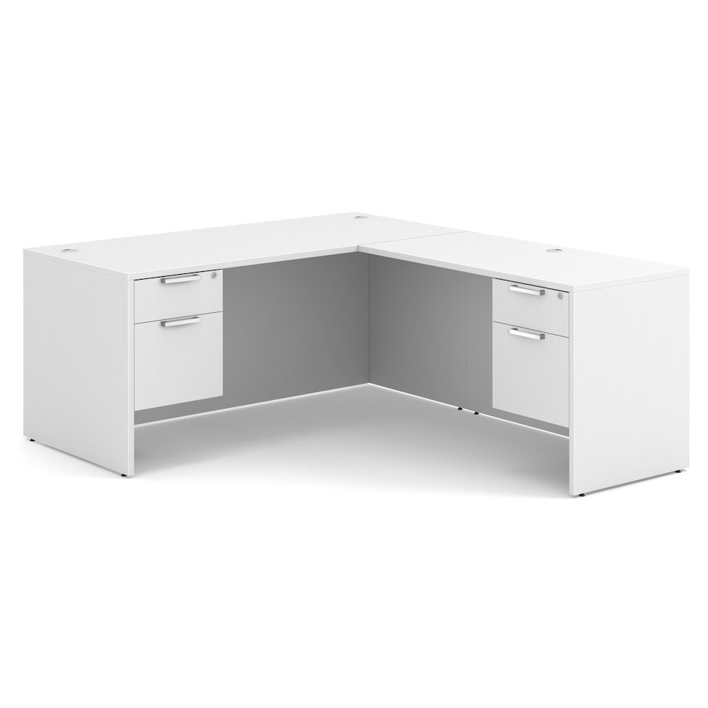 new laminate l-desk with double hanging box/files, office furniture