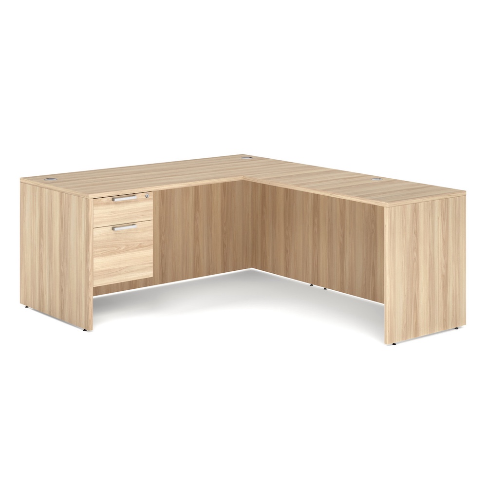 laminate new l-desk right or left return with single pedestal hanging box/file, office furniture