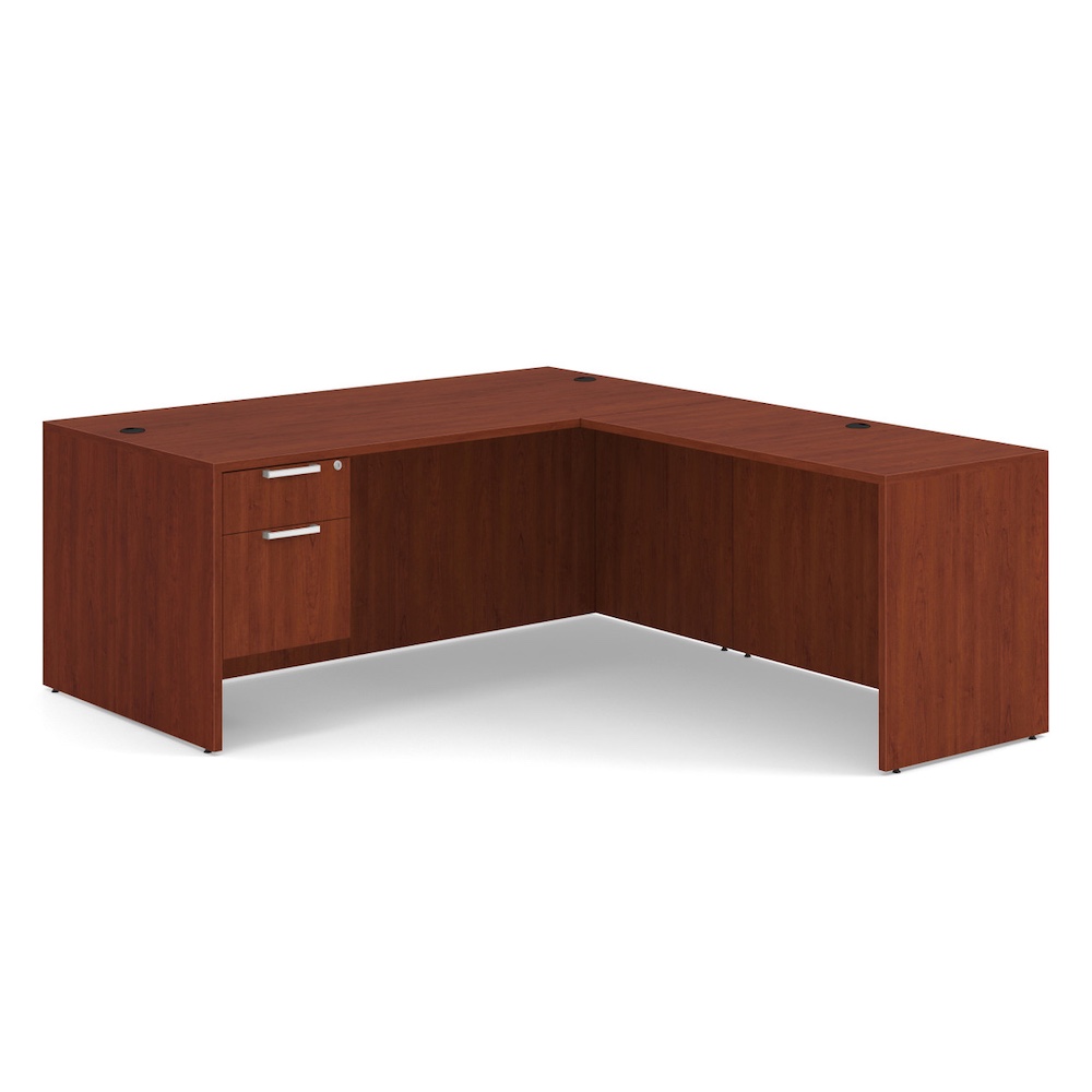 laminate new l-desk right or left return with single pedestal hanging box/file, office furniture
