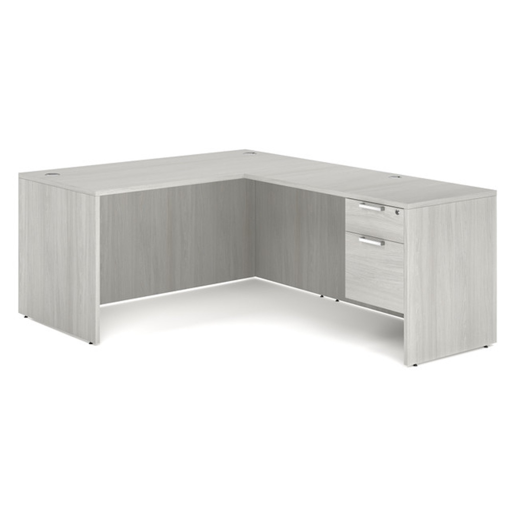 laminate new l-desk right or left return with single pedestal hanging box/file, office furniture