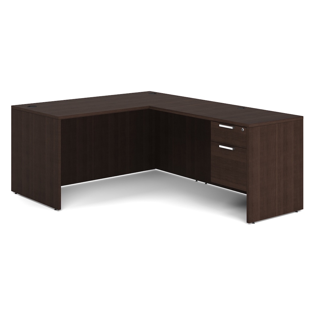 laminate new l-desk right or left return with single pedestal hanging box/file, office furniture