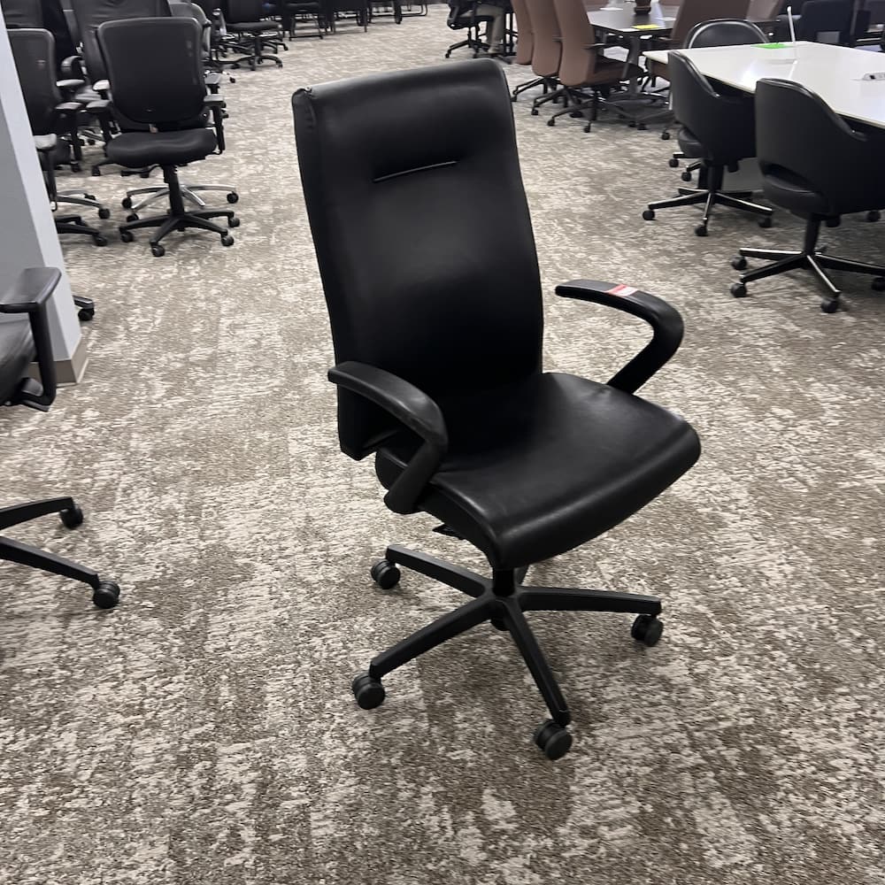 Hon black vinyl conference chair, ignition, used office chair, furniture