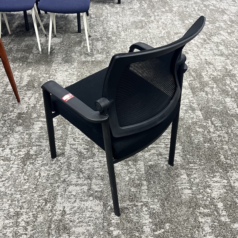 black mesh back upholstered seat guest chair, used office furniture