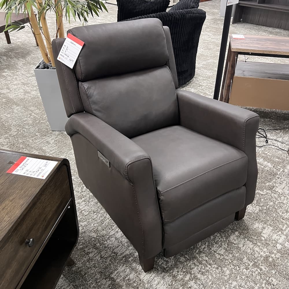 brown dark leather electric recliner, southern motion, open box home furniture