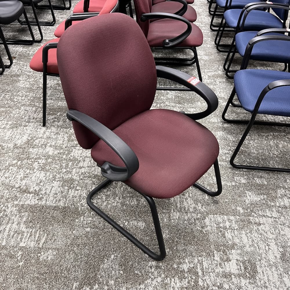 burgundy upholstered guest chair global tamiri, used office furniture