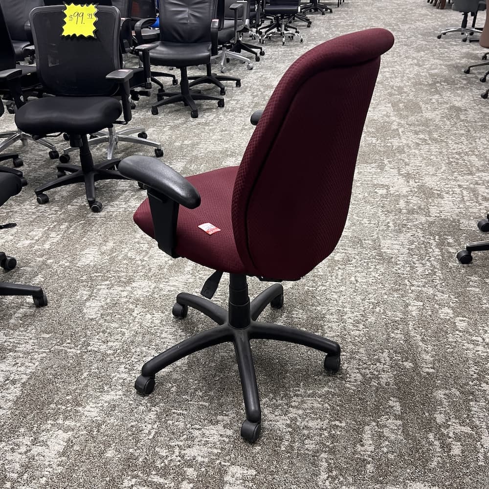 burgundy red upholstered task chair, global malaga, used office furniture