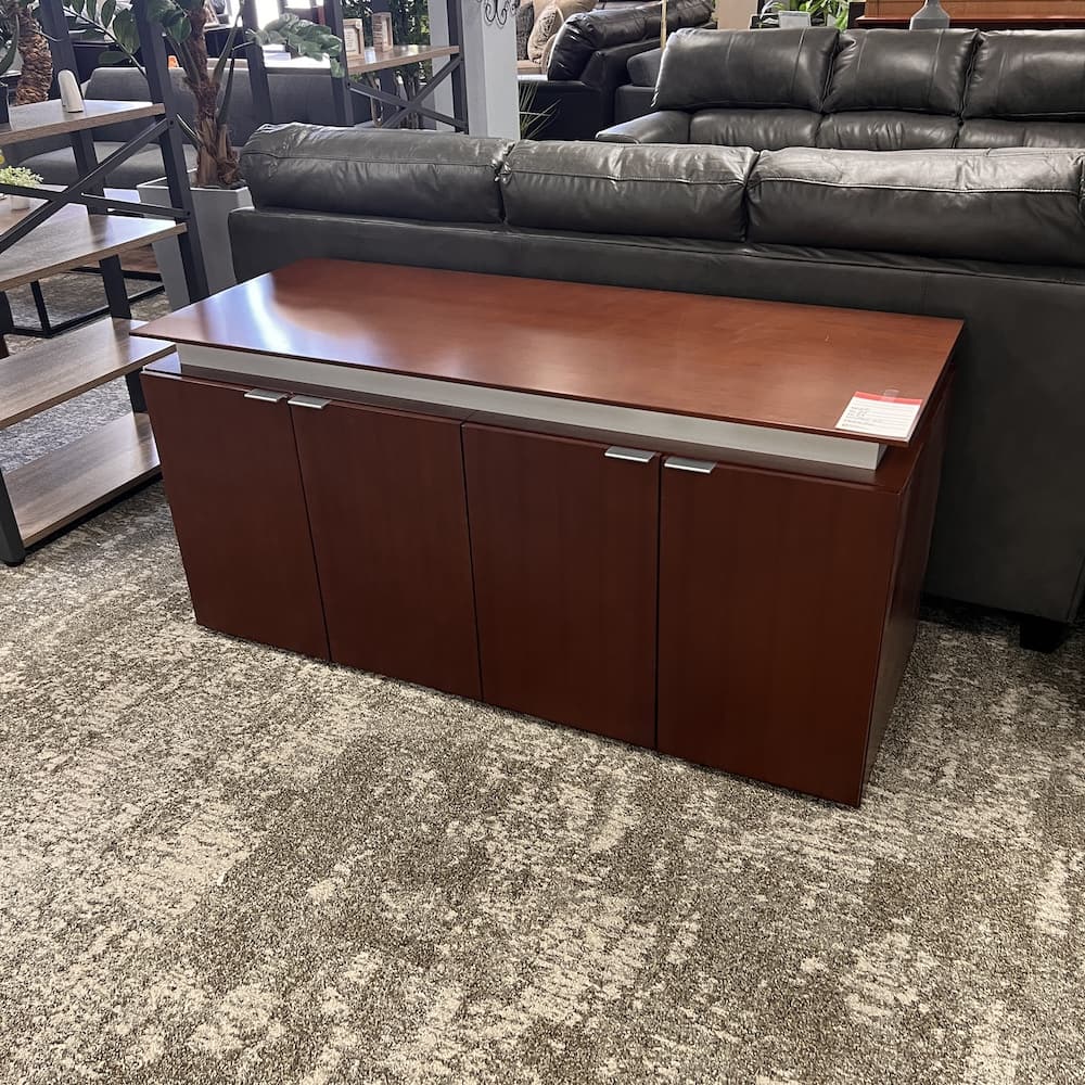 cherry veneer conference table and credenza set, Bernhardt used office furniture