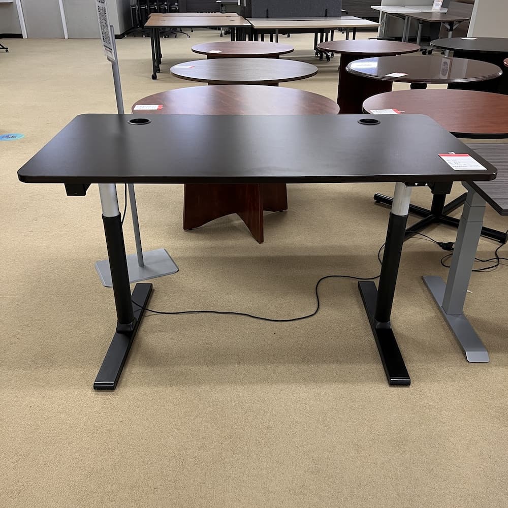 espresso laminate height adjustable desk, used office furniture