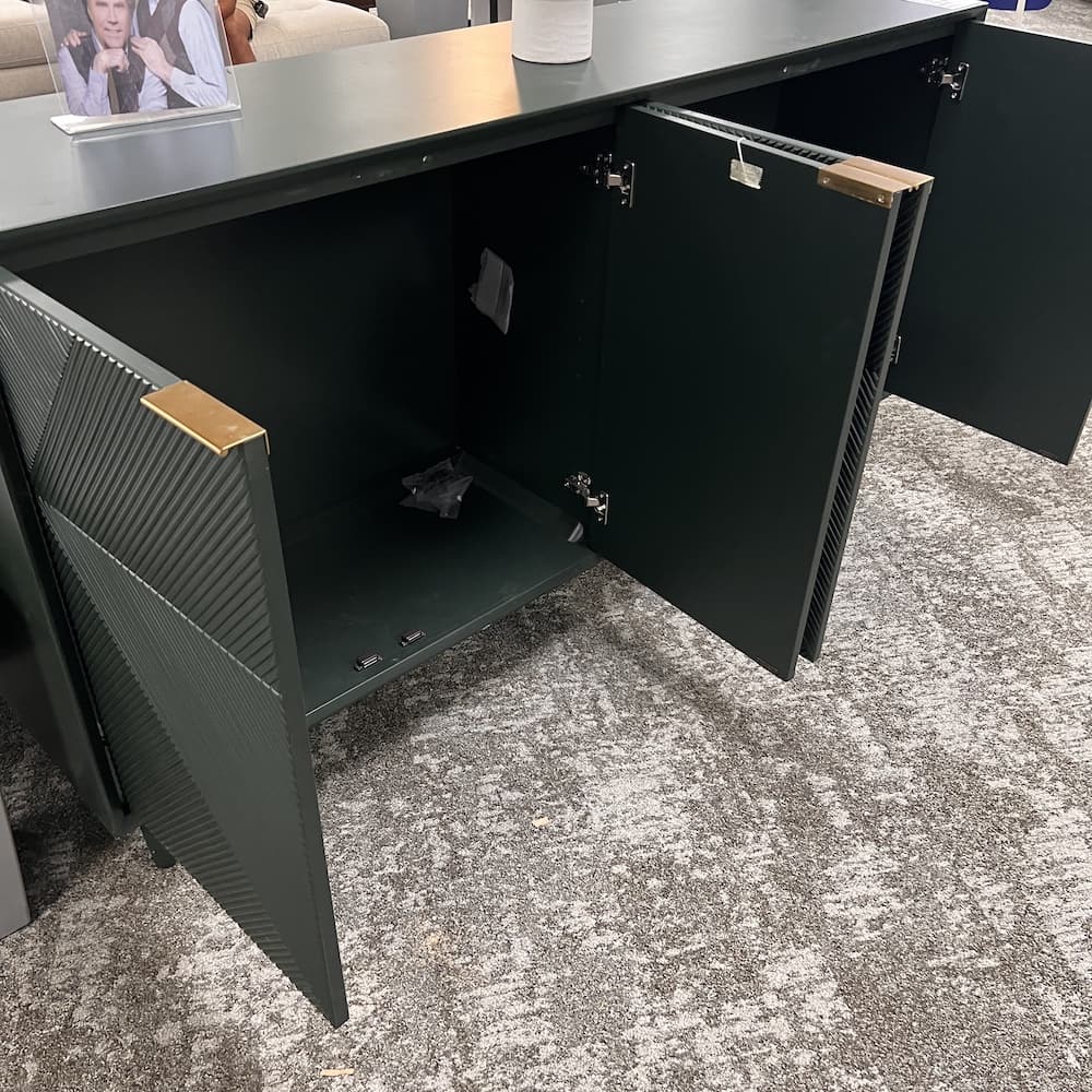 crest view collection evergreen 4 door storage cabinet buffet, open box furniture