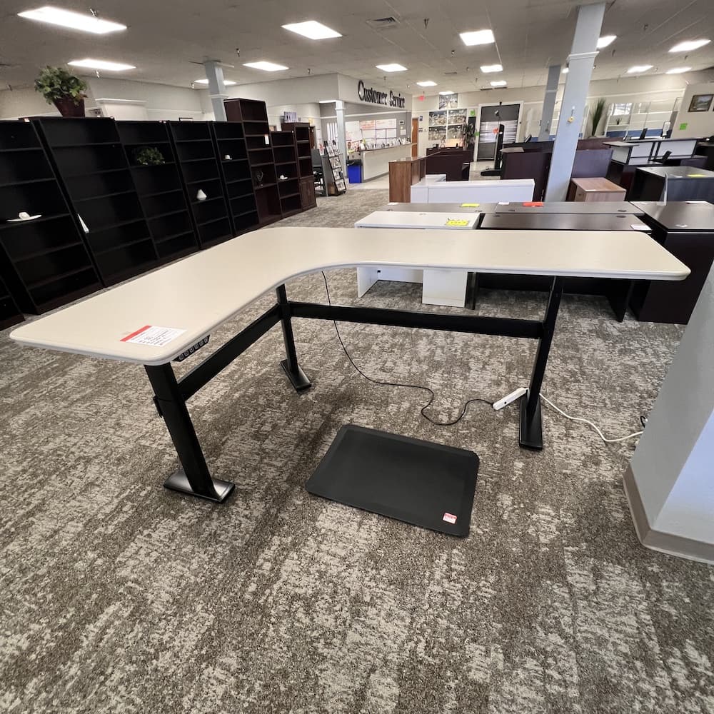 steelcase series 7 used height adjustable l-desk right and left return, used office furniture