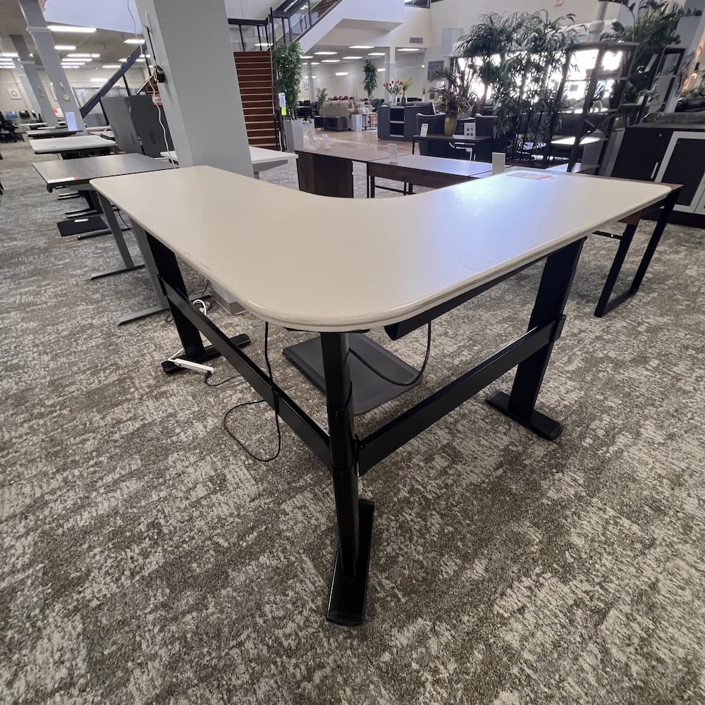 steelcase series 7 used height adjustable l-desk right and left return, used office furniture