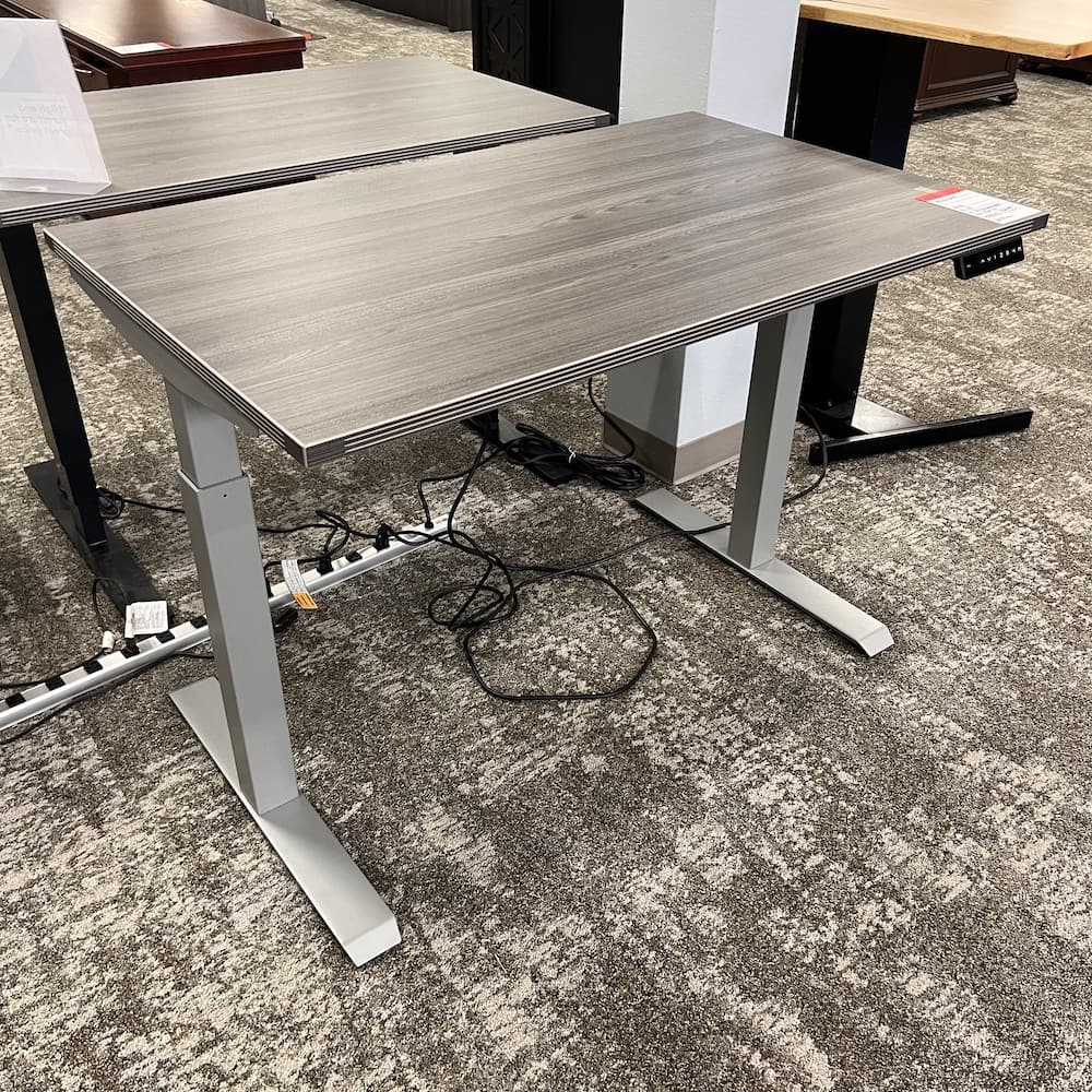 Samoa grey laminate top height adjustable desk with grey base