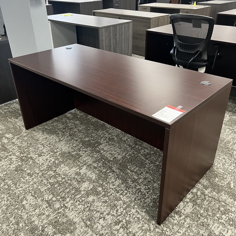 mahogany laminate desk shell, 66x30, used office furniture