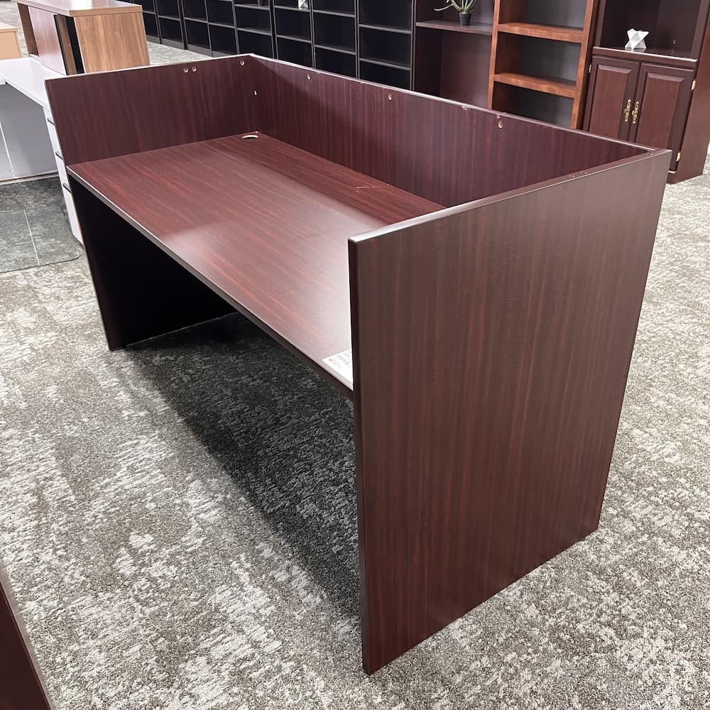 mahogany laminate reception desk shell, no transaction top, used office furniture