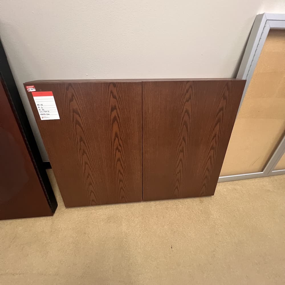 mahogany veneer dry erase wall mount cabinet 2 door, used office furniture