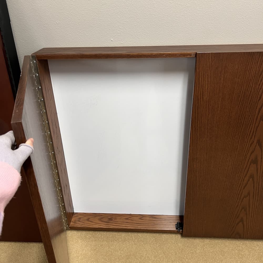 mahogany veneer dry erase wall mount cabinet 2 door, used office furniture